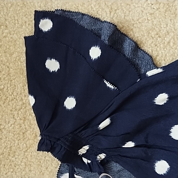 A New Day Blouse Women's 20W 2X Plus Size Cap Sleeve Travel Navy Blue White Dots - Picture 4 of 9